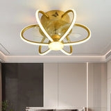 Modern Ring Flower Semi Flush Ceiling Fan with Light Image - 1