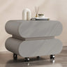 Modern Rolling Caster Wood White Nightstand with Drawers Image - 26
