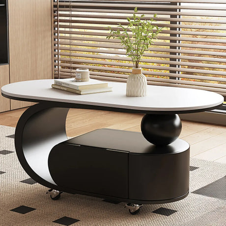 Modern Rolling Coffee Table with Storage and Sleek Design Image - 1