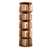 Modern Rotatable Revolver Round Wood Narrow Bookcase Image - 10
