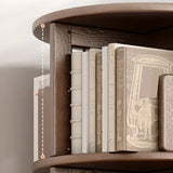 Modern Rotatable Revolver Round Wood Narrow Bookcase Image - 13