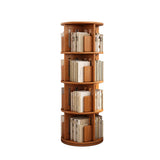 Modern Rotatable Revolver Round Wood Narrow Bookcase Image - 15