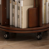 Modern Rotatable Revolver Round Wood Narrow Bookcase Image - 17