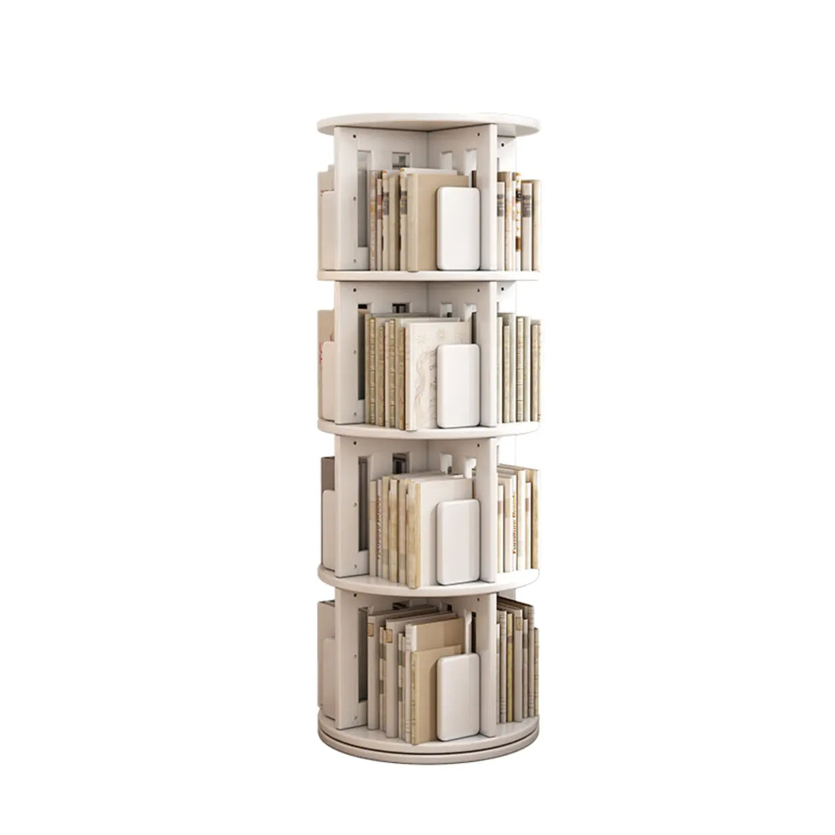 Modern Rotatable Revolver Round Wood Narrow Bookcase Image - 18