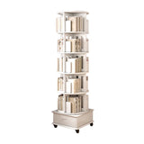 Modern Rotatable Revolver Round Wood Narrow Bookcase Image - 23