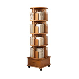 Modern Rotatable Revolver Round Wood Narrow Bookcase Image - 24