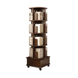 Modern Rotatable Revolver Round Wood Narrow Bookcase Image - 25