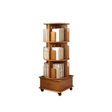 Modern Rotatable Revolver Round Wood Narrow Bookcase Image - 27