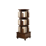 Modern Rotatable Revolver Round Wood Narrow Bookcase Image - 28