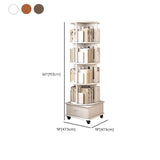 Modern Rotatable Revolver Round Wood Narrow Bookcase Image - 34