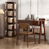 Modern Rotatable Revolver Round Wood Narrow Bookcase Image - 6