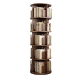 Modern Rotatable Revolver Round Wood Narrow Bookcase Image - 7