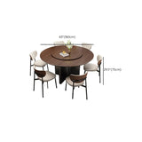 Modern Rotating Lazy Susan Round Brown Wood Dining Table Image - 11