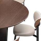 Modern Rotating Lazy Susan Round Brown Wood Dining Table Image - 2