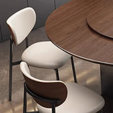 Modern Rotating Lazy Susan Round Brown Wood Dining Table Image - 3