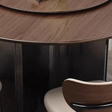 Modern Rotating Lazy Susan Round Brown Wood Dining Table Image - 4
