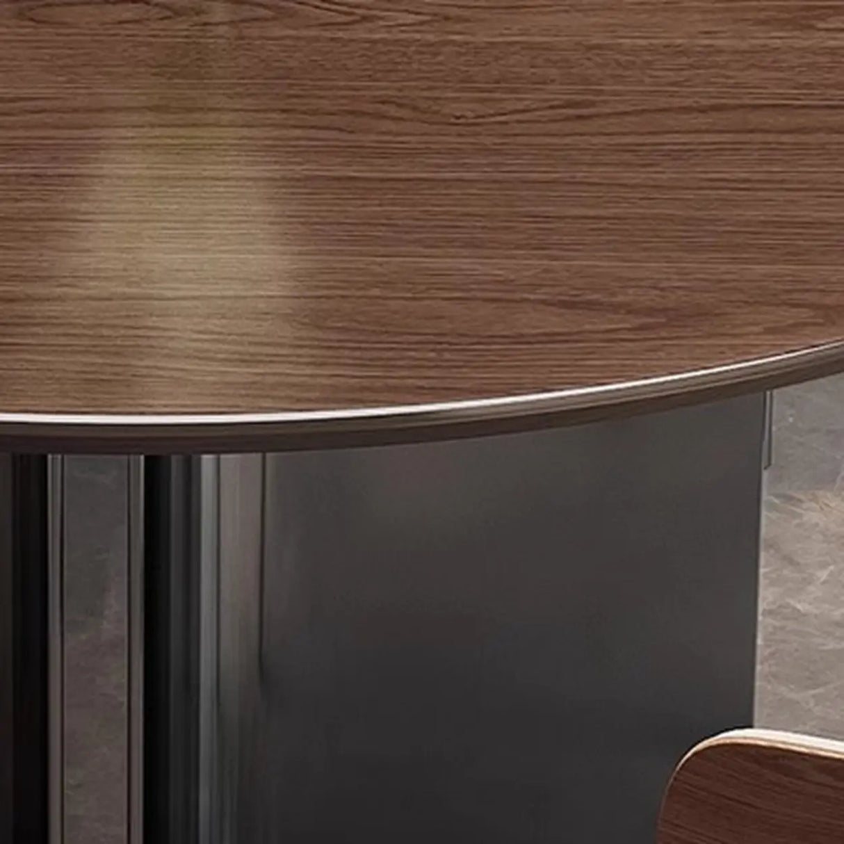 Modern Rotating Lazy Susan Round Brown Wood Dining Table Image - 5