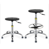 Modern Round Alloy Office Stool Black Adjustable Height Image - 3