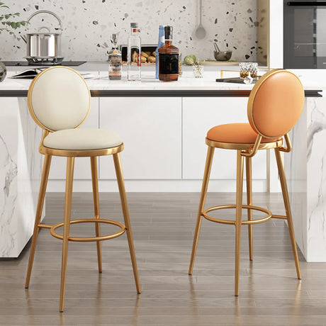 Modern Round-Back Metal Counter Height Bar Stool with Footrest Image - 1