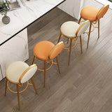 Modern Round-Back Metal Counter Height Bar Stool with Footrest Image - 4