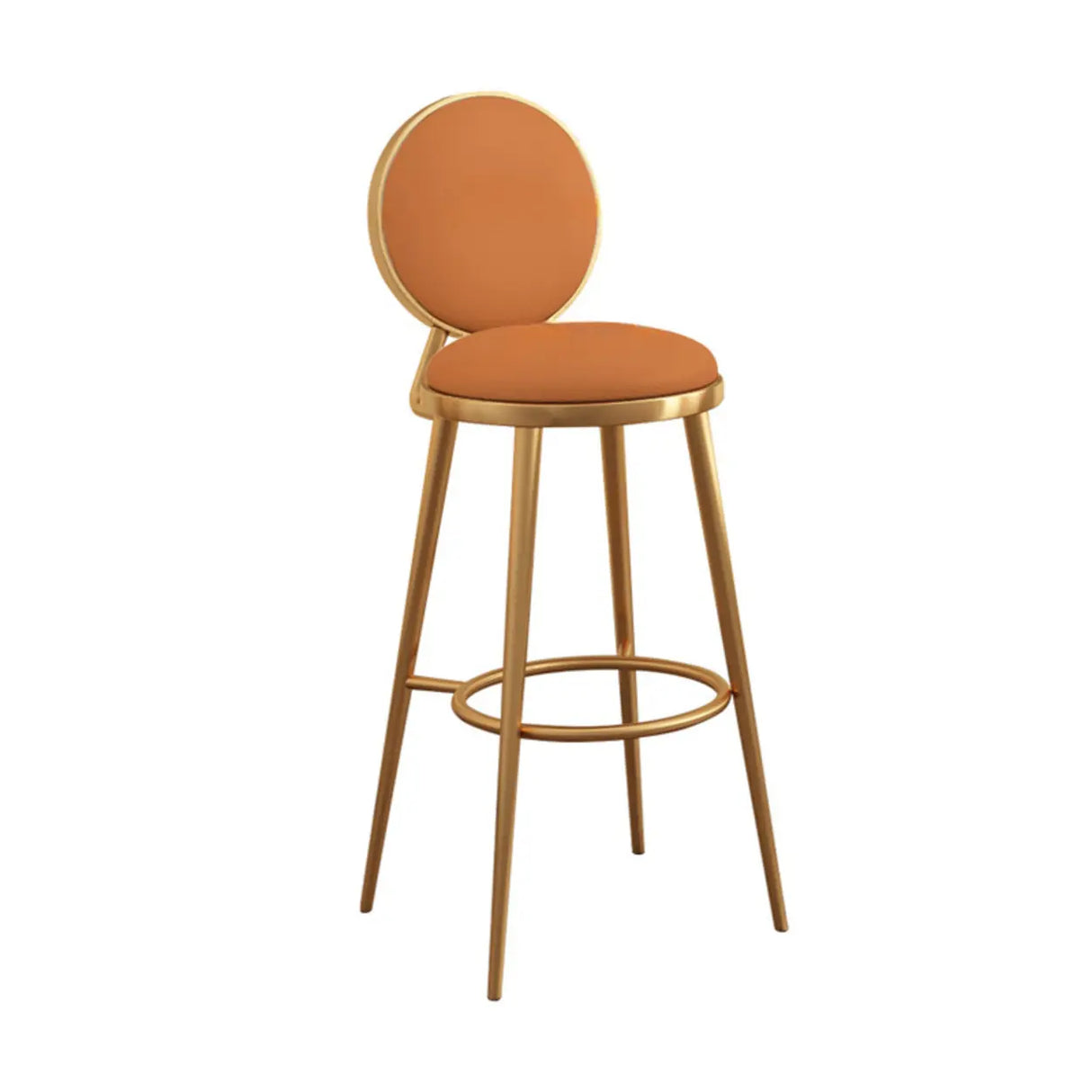Modern Round-Back Metal Counter Height Bar Stool with Footrest Image - 5