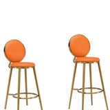 Modern Round-Back Metal Counter Height Bar Stool with Footrest Image - 7