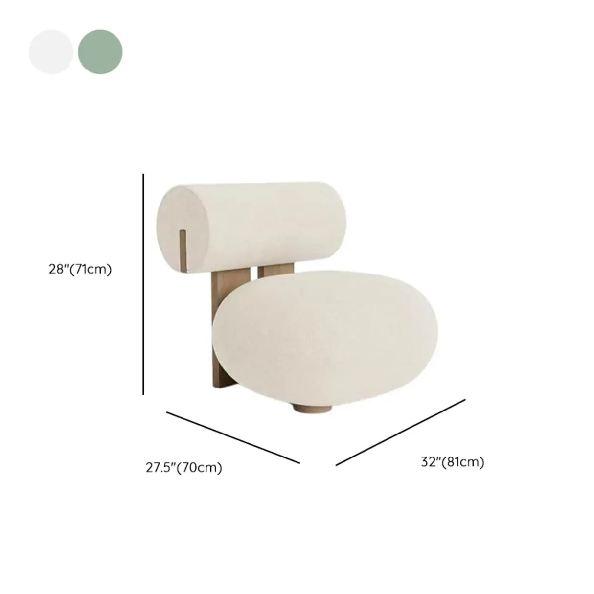 Modern Round Barrel Off-White Sherpa Medium Lounge Accent Chair 