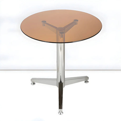 Modern Round Brown Glass Living Room Dining Table Image - 1