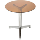 Modern Round Brown Glass Living Room Dining Table Image - 10