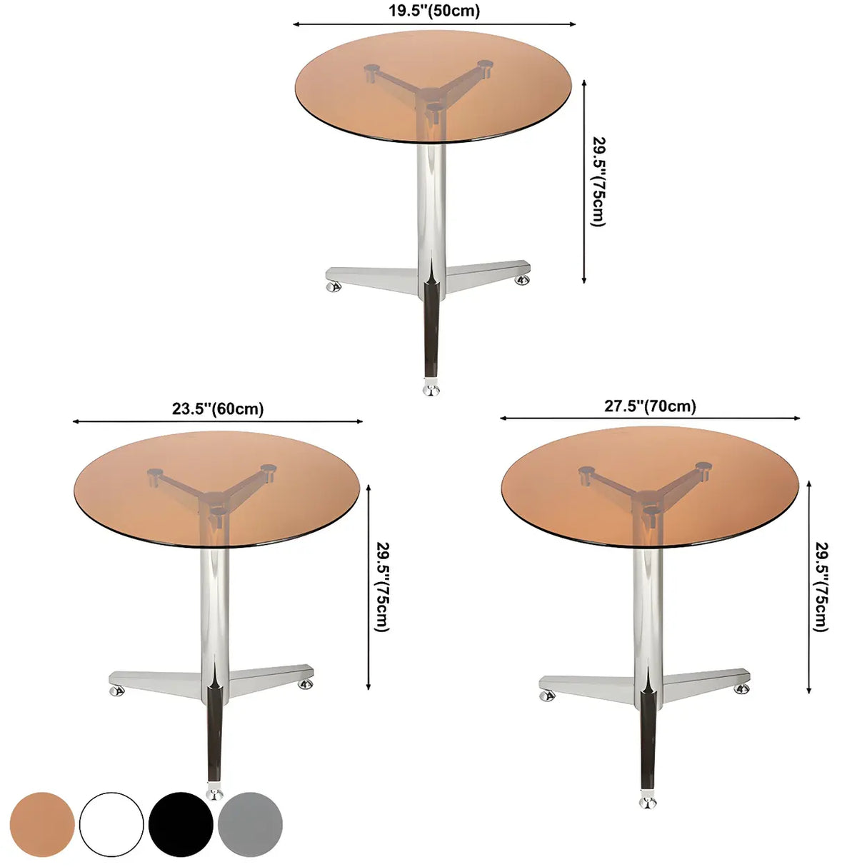Modern Round Brown Glass Living Room Dining Table Image - 16