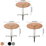 Modern Round Brown Glass Living Room Dining Table Image - 16