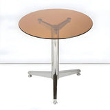 Modern Round Brown Glass Living Room Dining Table Image - 1