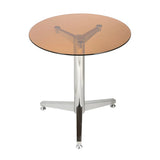 Modern Round Brown Glass Living Room Dining Table Image - 2