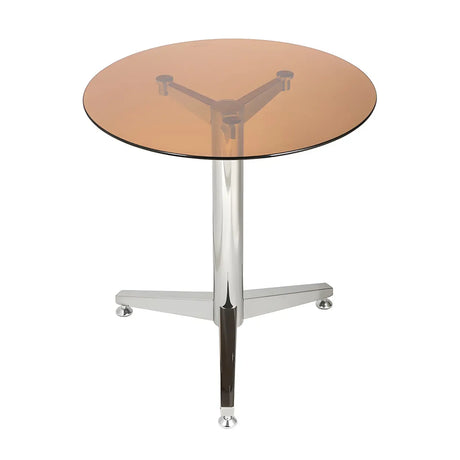 Modern Round Brown Glass Living Room Dining Table Image - 2