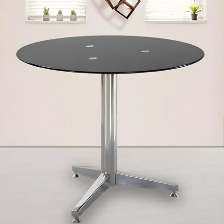 Modern Round Brown Glass Living Room Dining Table Image - 3
