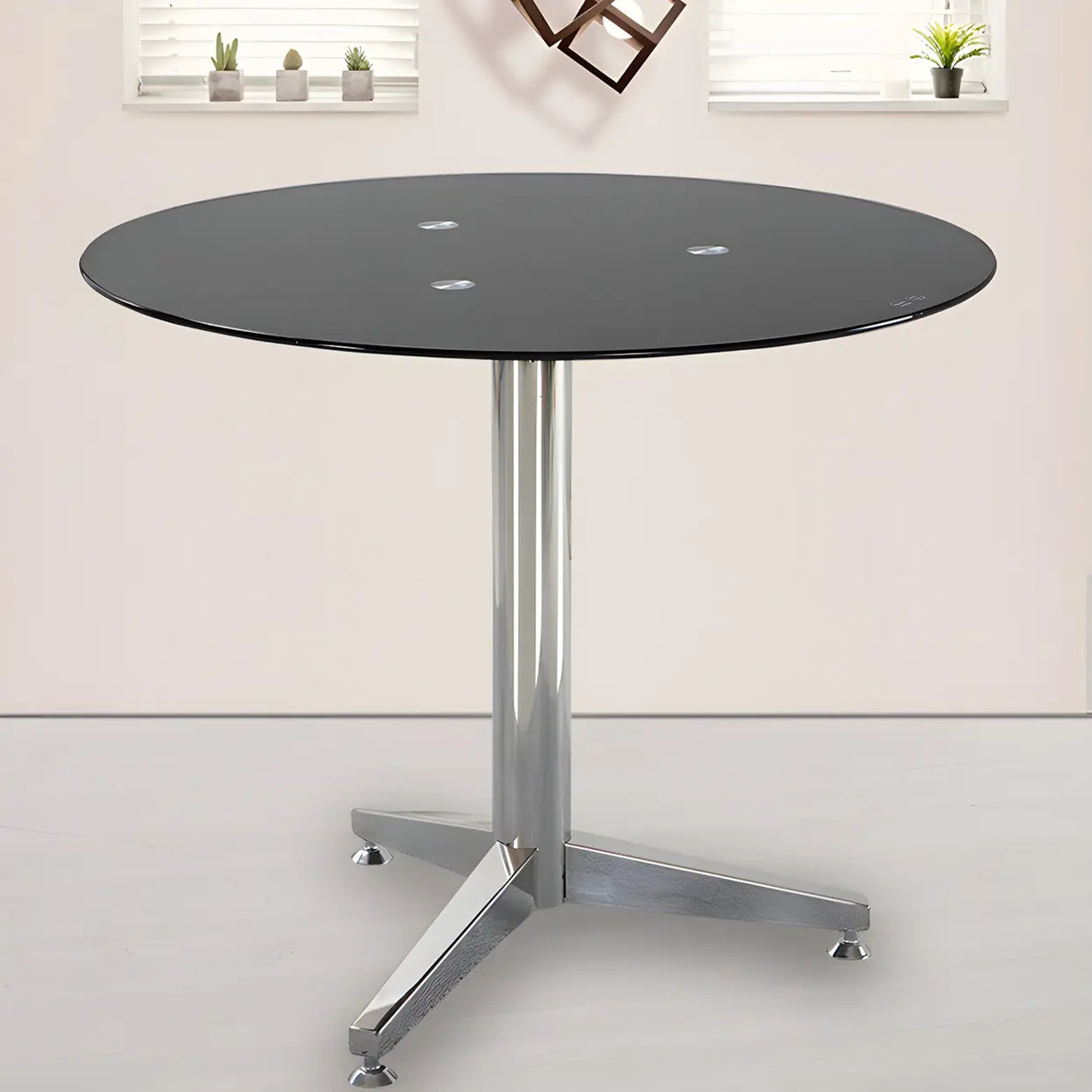 Modern Round Brown Glass Living Room Dining Table Image - 3