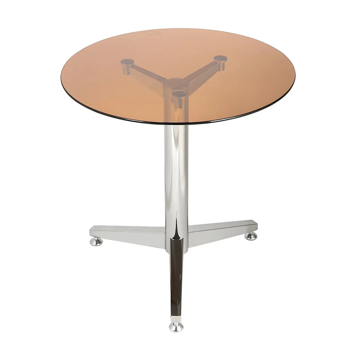 Modern Round Brown Glass Living Room Dining Table Image - 4
