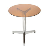Modern Round Brown Glass Living Room Dining Table Image - 4