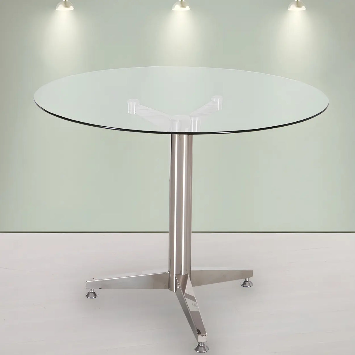 Modern Round Brown Glass Living Room Dining Table Image - 5