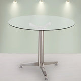 Modern Round Brown Glass Living Room Dining Table Image - 5