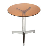 Modern Round Brown Glass Living Room Dining Table Image - 6