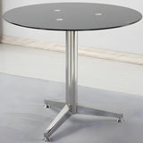 Modern Round Brown Glass Living Room Dining Table Image - 8