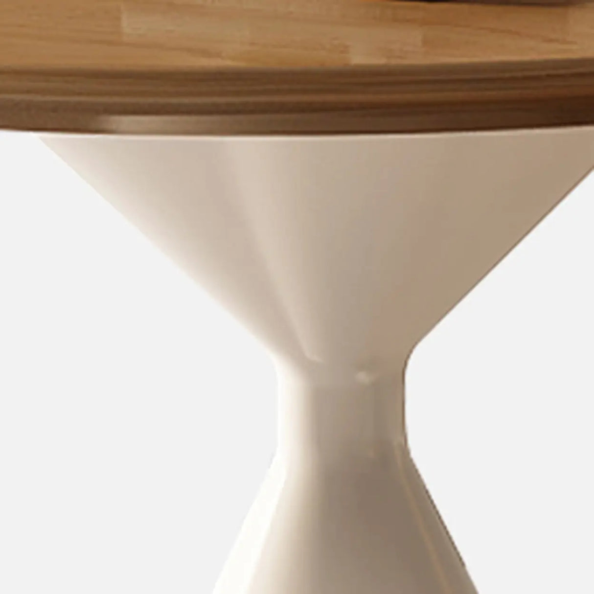 Modern Round Coffee Table Set, Wood Top & White Base Image - 14