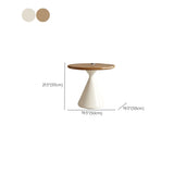 Modern Round Coffee Table Set, Wood Top & White Base Image - 18