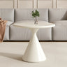 Modern Round Coffee Table Set, Wood Top & White Base Image - 9
