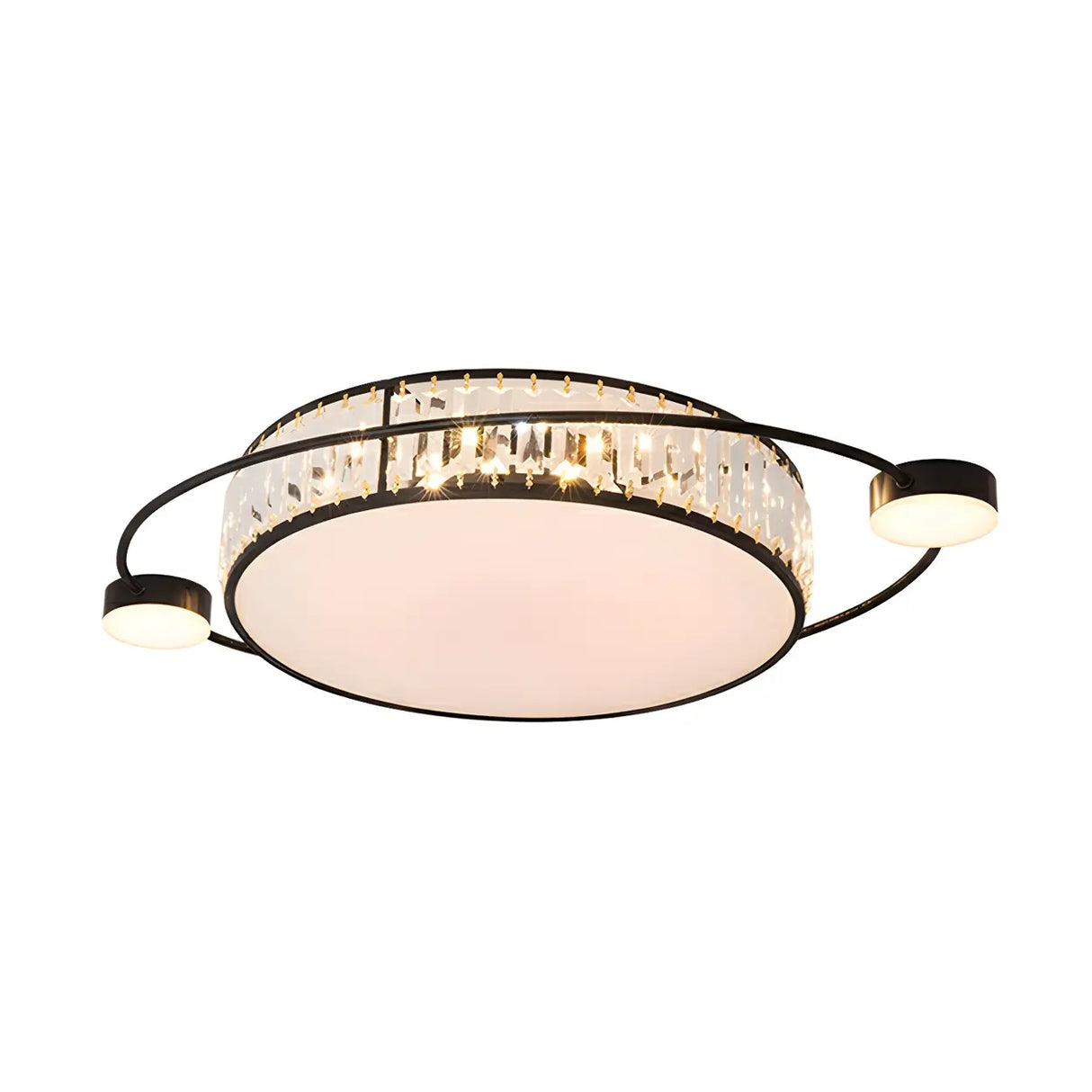 Modern Round Crystal Dimmable Flush Mount Ceiling Light Image - 10