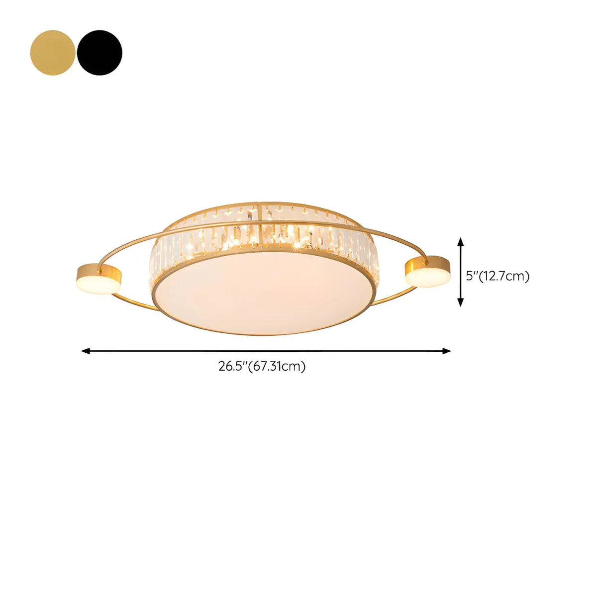 Modern Round Crystal Dimmable Flush Mount Ceiling Light 