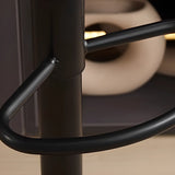 Modern Round Dark Brown Adjustable Height Swivel Bar Stool Image - 12