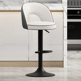 Modern Round Dark Brown Adjustable Height Swivel Bar Stool Image - 15