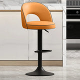 Modern Round Dark Brown Adjustable Height Swivel Bar Stool Image - 17